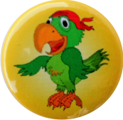 Button Piraten Papagei gelb - zum Schließen ins Bild klicken